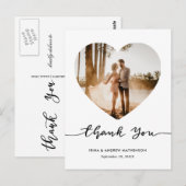 Elegant Thank You Script Heart Photo ポストカード (正面/裏面)