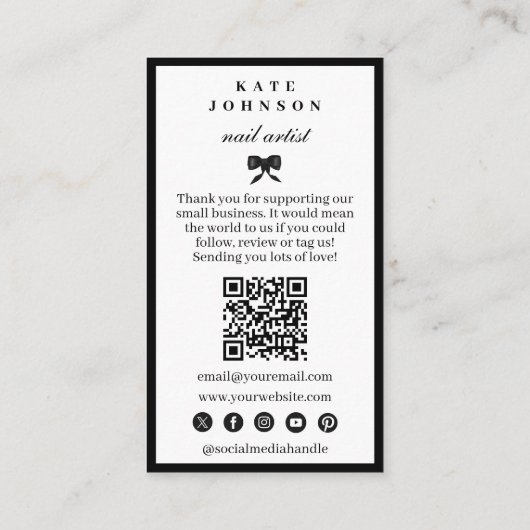 Elegant Thank You Support Small Business  名刺 (裏面)