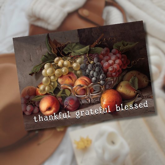 Elegant Thankful Grateful Blessed Autumn Fruit シーズンカード