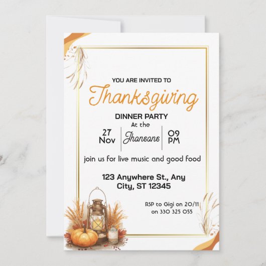 Elegant Thanksgiving Dinner  招待状 (正面)