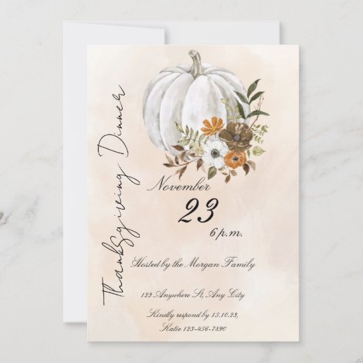 Elegant Thanksgiving Dinner 招待状 (正面)