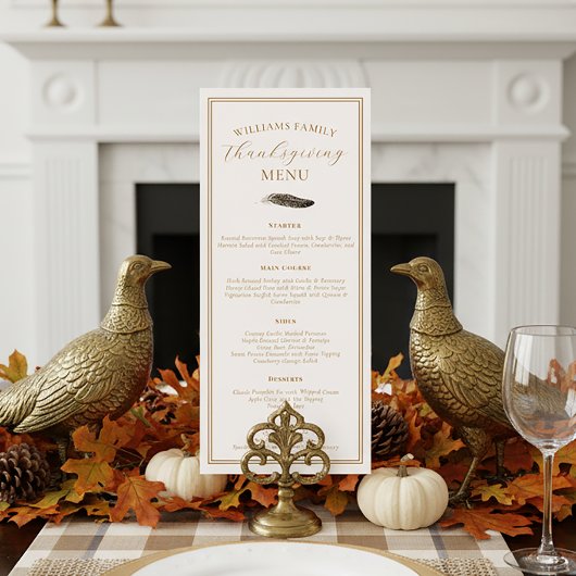 Elegant Thanksgiving Dinner Fall Pheasant Feather  メニュー