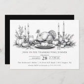 Elegant Thanksgiving Dinner Invitation 招待状 (正面/裏面)