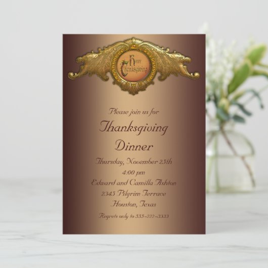 Elegant Thanksgiving Dinner Party Invitations 招待状 (スタンド正面)