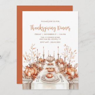 Elegant Thanksgiving Dinner Table Invitation 招待状