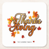 Elegant Thanksgiving foliage autumn fall  スクエアペーパーコースター (正面)