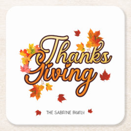 Elegant Thanksgiving foliage autumn fall  スクエアペーパーコースター