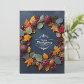 Elegant Thanksgiving Wreath Invitation Card 招待状 (スタンド正面)