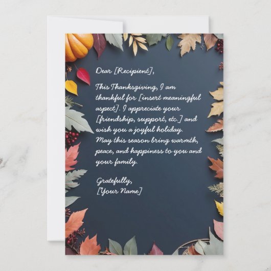 Elegant Thanksgiving Wreath Invitation Card 招待状 (裏面)