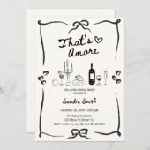 Elegant That's Amore Hand Drawn Bridal Shower  招待状 (正面/裏面)