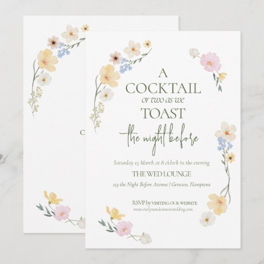 Elegant The Night Before Boho Wildflowers Wedding シーズンカード (正面/裏面)