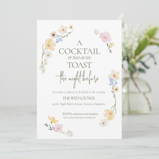 Elegant The Night Before Boho Wildflowers Wedding シーズンカード (スタンド正面)