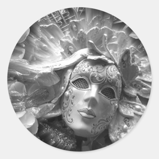 Elegant Theatre Mask Decorative Sticker ラウンドシール (正面)