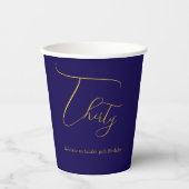 Elegant Thirty 30th Birthday Paper Cup – Navy Blue 紙コップ (正面)