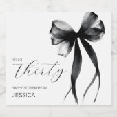 Elegant Thirty Script Bow 40th Birthday Party スパークリングワインラベル (シングルラベル)