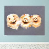 Elegant Three Persian Cats Vintage Feline  キャンバスプリント (インサイチュ (ウッドフロア))