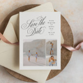 Elegant three photo black and white wedding セーブザデート