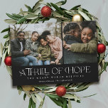 Elegant Thrill of Hope Two Photo Christmas    シーズンカード<br><div class="desc">This beautiful holiday two photo card features a phrase from the song, "Oh Holy Night" - "A thrill of hope; the weary world rejoices." What a great reminder that Christ is our hope, and we can rejoice as we celebrate His birth. The back contains a watercolor pattern of berries and...</div>