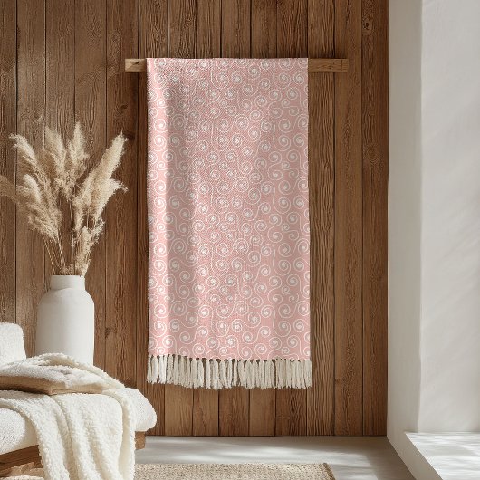 Elegant Throw Blanket Pastel Pink Minimalist Waves フリースブランケット