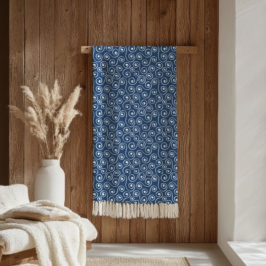 Elegant Throw Blanket Pastel Pink Navy Style フリースブランケット