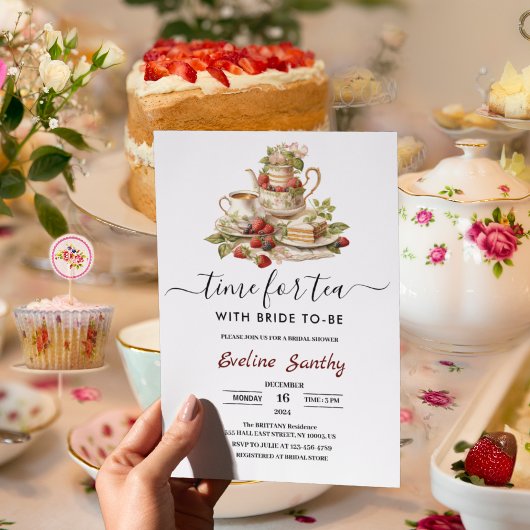 Elegant time for Tea Party Bridal Shower 招待状