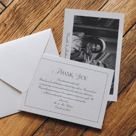 Elegant Timeless Black and White Wedding Photo サンキューカード