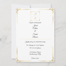 Elegant Timeless Formal Gold Wedding Invitation 招待状