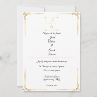 Elegant Timeless Formal Gold Wedding Invitation 招待状