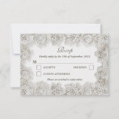 Elegant Timeless Lace Frame QR Code Wedding  出欠カード (正面)