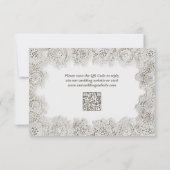 Elegant Timeless Lace Frame QR Code Wedding  出欠カード (裏面)