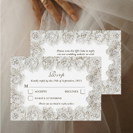 Elegant Timeless Lace Frame QR Code Wedding  出欠カード