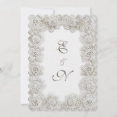 Elegant Timeless Lace Frame Script Formal Wedding 招待状 (裏面)