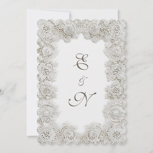 Elegant Timeless Lace Frame Script Formal Wedding 招待状 (裏面)