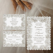 Elegant Timeless Lace Frame Script Formal Wedding 招待状