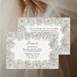 Elegant Timeless Lace QR Code Wedding Details エンクロージャーカード