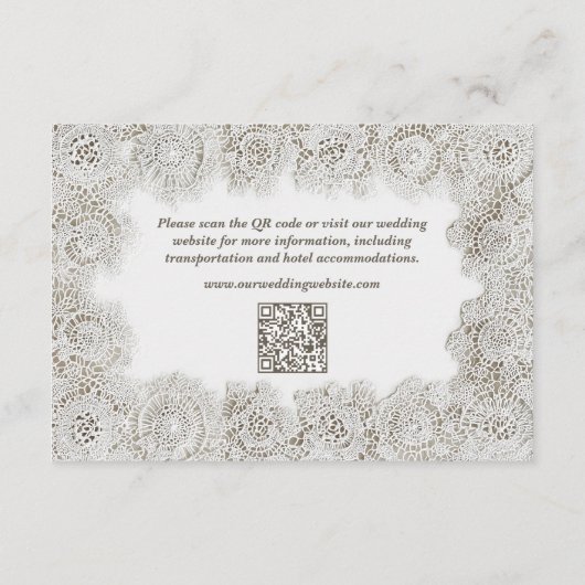 Elegant Timeless Lace QR Code Wedding Details エンクロージャーカード (裏面)
