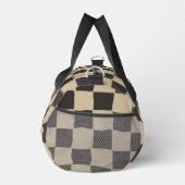 Elegant Timeless Name Beige and Dark Check ダッフルバッグ (右)