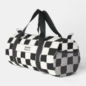 Elegant Timeless Name Black and White Check ダッフルバッグ (右コーナー)