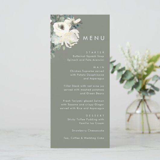 Elegant Timeless Olive Green Floral Wedding メニュー (スタンド正面)