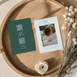 Elegant Timeless Script Photo Monogram Wedding セーブザデート