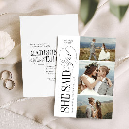 Elegant Timeless Typography 3 photo Engagement 招待状