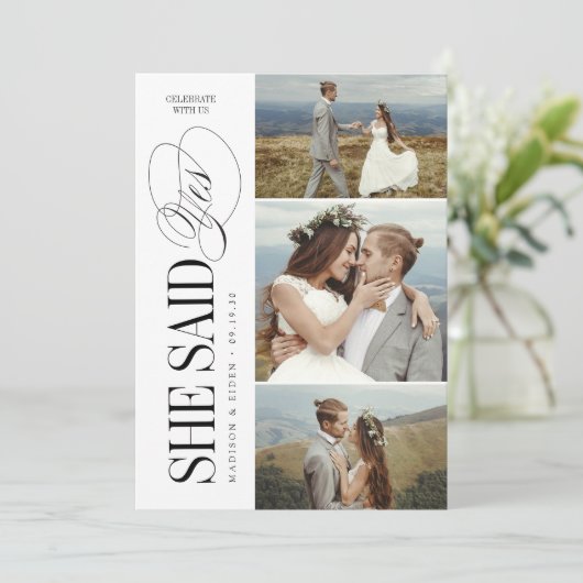 Elegant Timeless Typography 3 photo Engagement 招待状 (スタンド正面)