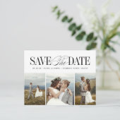 Elegant Timeless Typography 3 photo Save The Date ポストカード (スタンド正面)