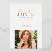 Elegant Timeless Typography 4 Photo Graduation 箔招待状 (裏面)