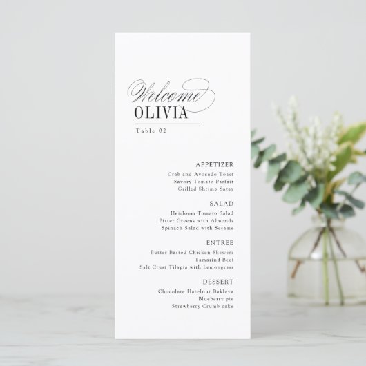 Elegant Timeless Typography Guest Name Wedding メニュー (スタンド正面)