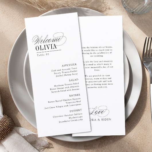 Elegant Timeless Typography Guest Name Wedding メニュー