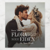 Elegant Timeless Typography Photo Save The Date ワインラベル (シングルラベル)