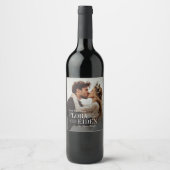 Elegant Timeless Typography Photo Save The Date ワインラベル (正面)