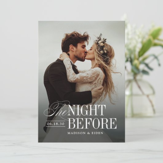 Elegant Timeless Typography Photo The Night Before 招待状 (スタンド正面)