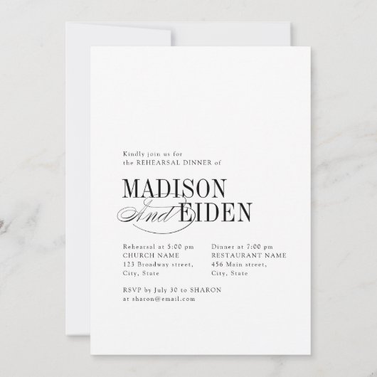 Elegant Timeless Typography Photo The Night Before 招待状 (裏面)